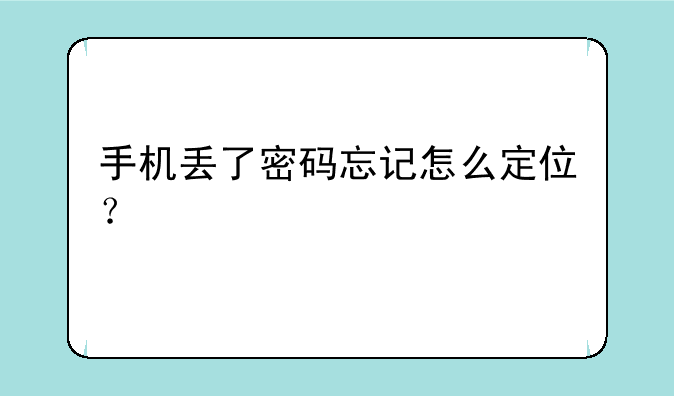 手机丢了密码忘记怎么定位？