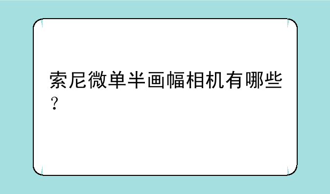 索尼微单半画幅相机有哪些？