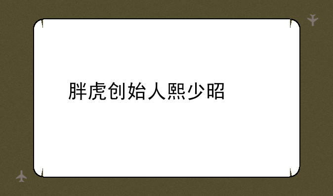 胖虎创始人熙少是谁