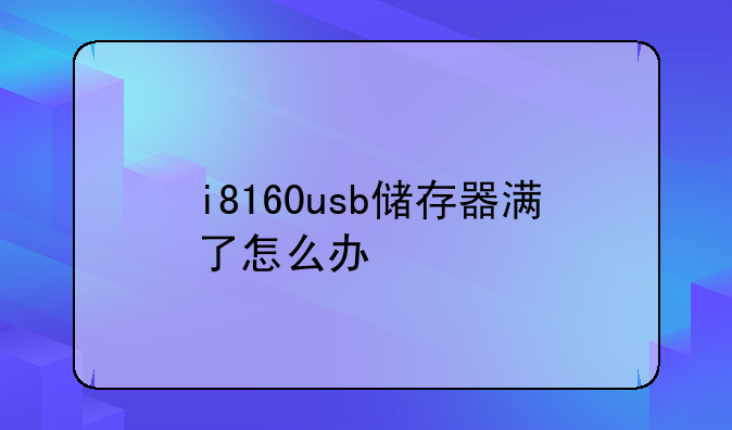 i8160usb储存器满了怎么办