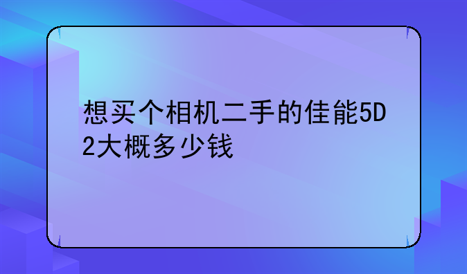 想买个相机二手的佳能5D2大概多少钱