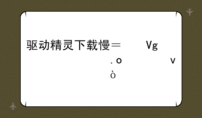 驱动精灵下载慢？教你几招轻松解决！