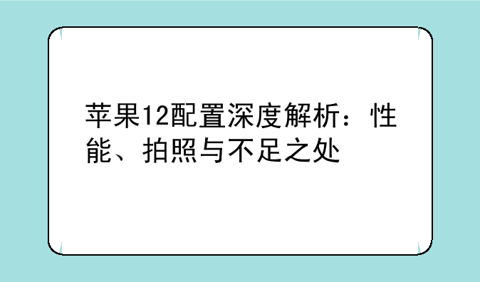 苹果12配置深度解析：性能、拍照与不足之处