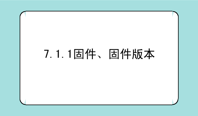 7.1.1固件、固件版本
