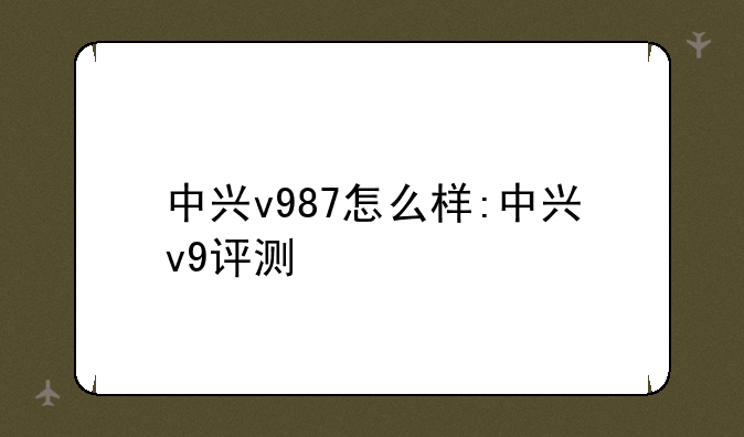 中兴v987怎么样:中兴v9评测