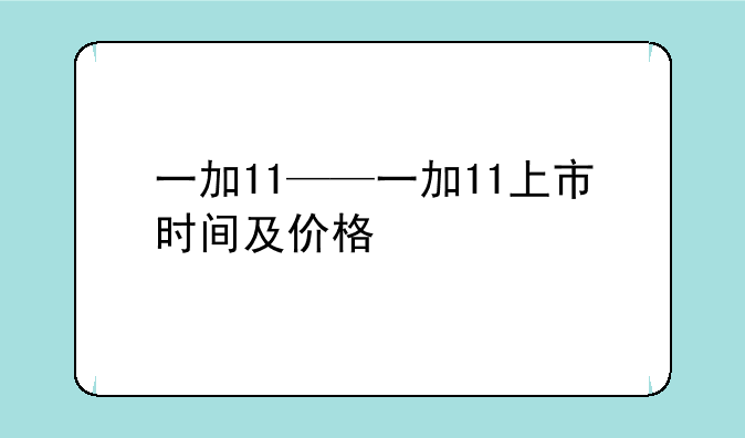 一加11——一加11上市时间及价格