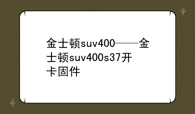 金士顿suv400——金士顿suv400s37开卡固件